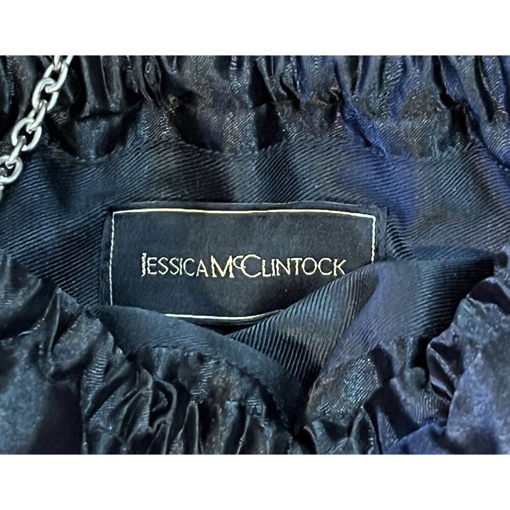 Vintage Jessica McClintock Black Floral Sequin Beaded Evening Formal Bag Purse - Picture 6 of 10